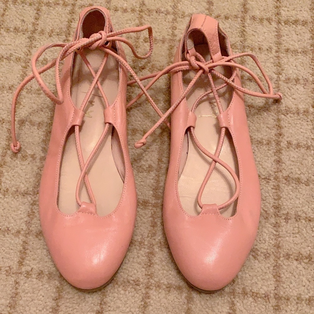 French sole pink leather ballet flats